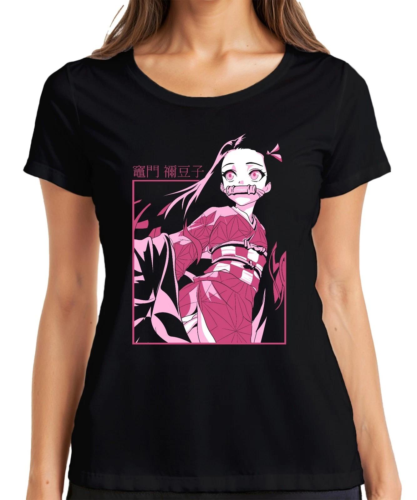 Nezuko Kimetsu no Yaiba Dämon Mädchen Bambus Anime Geschenk Damen T-Shirt M