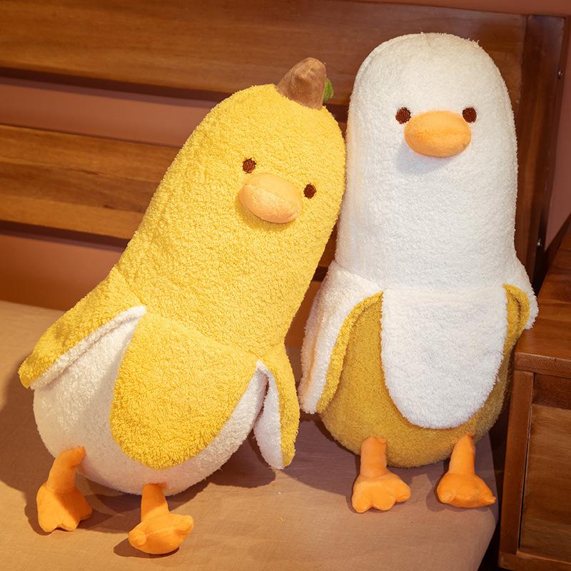 Duck doll big yellow duck plush toy banana pillow big white goose side sleeping pillow with legs folded for women