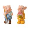 yangyizhi 2PCS Micro Landscape Ornaments, Mini Pig Figurines, Durable Resin Waterproof for Potted Plant Landscaping