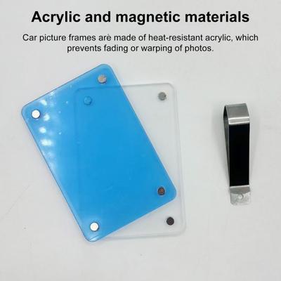 Yousheng Car Sun Visor Photo Clip with Metal Clamp Universal Auto SUV Truck Acrylic Magnetic Photo Frame Transparent Memorial Picture Holder