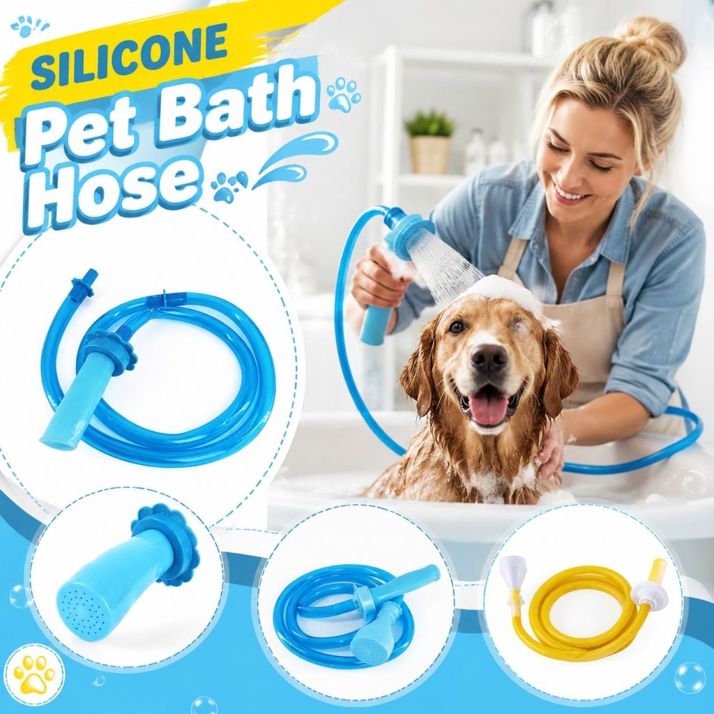 Silicone Connector Pet Bath Hose with Adjustable Nozzle Flexible Water Hose for Animal Washing and Grooming Bathing Tool