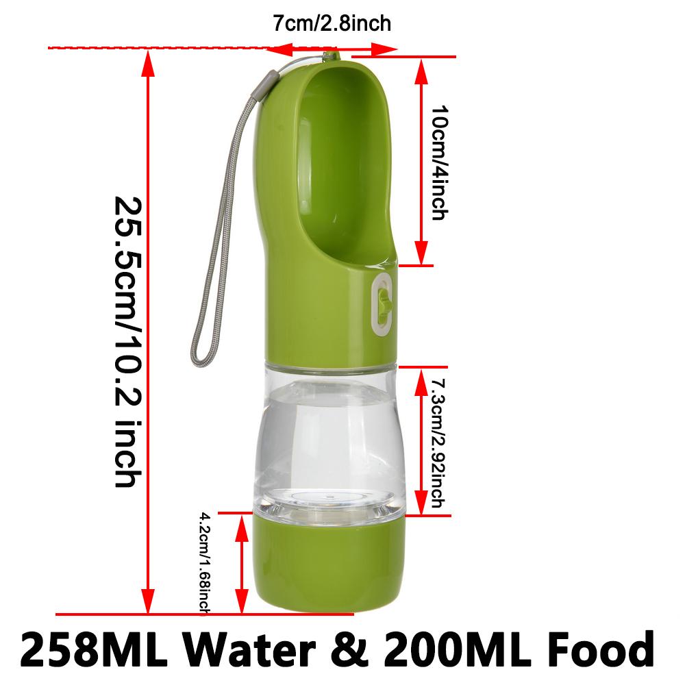 2 In 1 Portable Dog Water Bottle Cup PET Material Traveling Drinking Pet Bowl Outside Feeding Puppy Water Container with Strip
