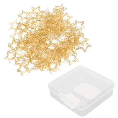 100 pièces Clips en papier forme étoile dorée Métal plaqué antidérapant Mignons Petits portables
