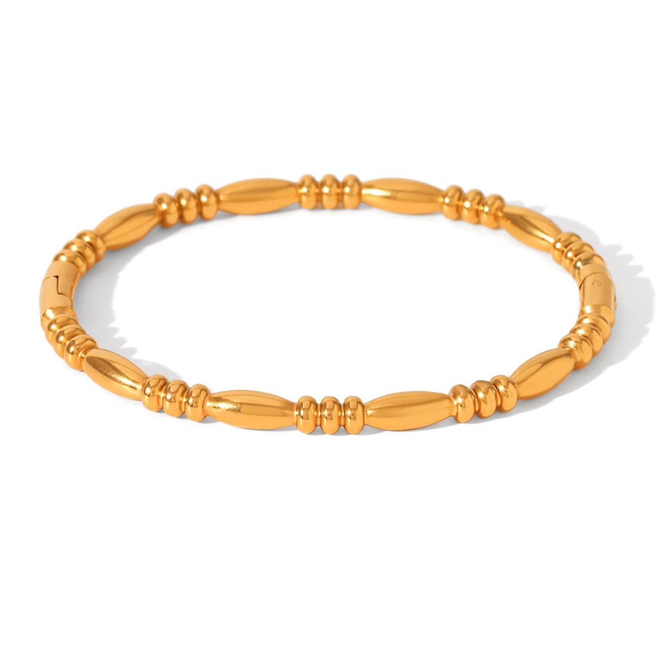 

18K Gold Bamboo Joint Stainless Steel Bracelet - Trendy Women s Fashion Jewelry 18K