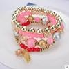4 Pcs Fashionable and Simple Crystal Bead Pendant with Branches Leaves Versatile Multi-layer Bead Temperament Women's Bracelet