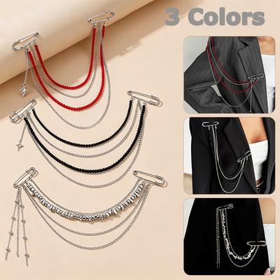1PC Tassel Chain Brooch Trendy Accessory Clothing Fixer Formal & Casual Wear Ins Fashion Streetwear Accessory
