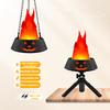 Halloween Simulation Brazier Decoration LED Pumpkin Flame Light Fake Fire Burning Props Haunted House Bar Shop Home Party Decor