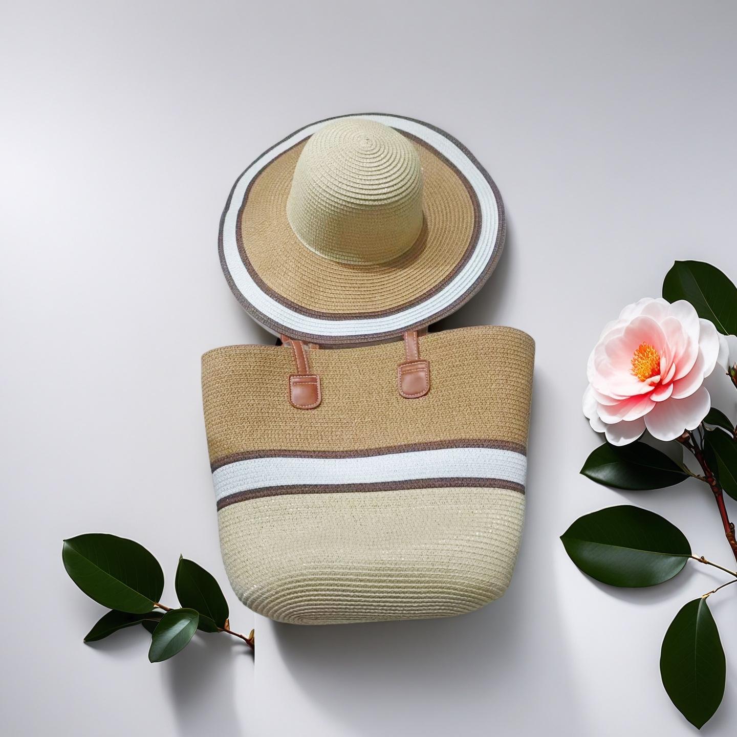 

Трендова французька солом яна сумка-тоут на одне плече: Плетена пляжна та відпускна сумка великої місткості для жінок