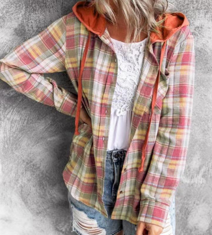 

Весенне-осенняя женская повседневная рубашка с капюшоном и пуговицами XXL чёрный