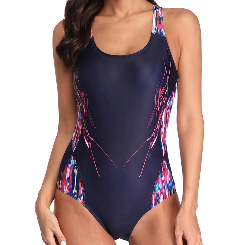 Printed One Piece Swimsuit Women Hollow Out Backless Triangle Skinny Sport Swimwear 2025 New Bathing Suit Professional Swimming