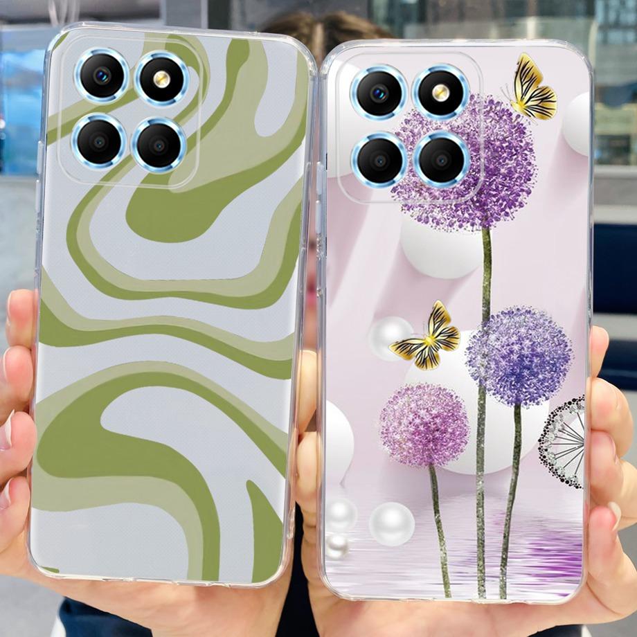 For Huawei Honor X6 X6S Case Honor X8 5G Cover Soft TPU Silicone Matte Phone Bumper For HonorX6 X 6S Coques Butterfly Flower Bag