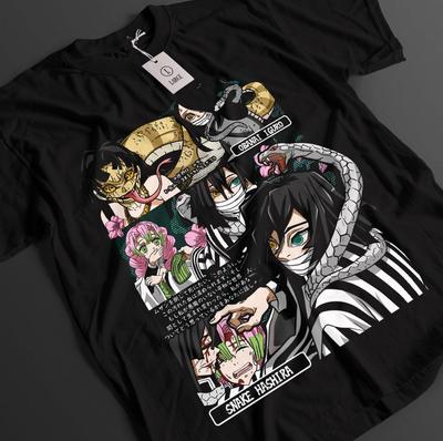 Demon Slayer Shirt Obanai Iguro T-Shirt Tanjiro KNY Anime Zenitsu Top Muzan Tee