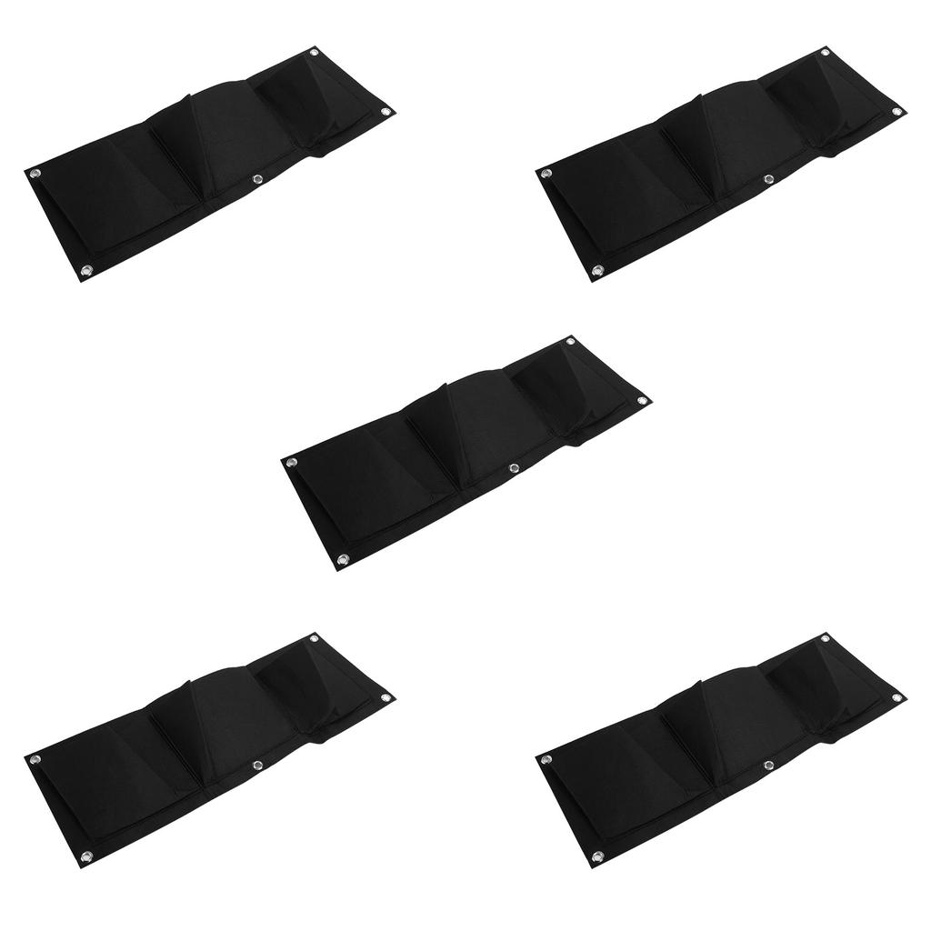 5Pcs Plant Growing Bags Wall Mounted Degradable 3‑Pockets Planter Garden Accessory