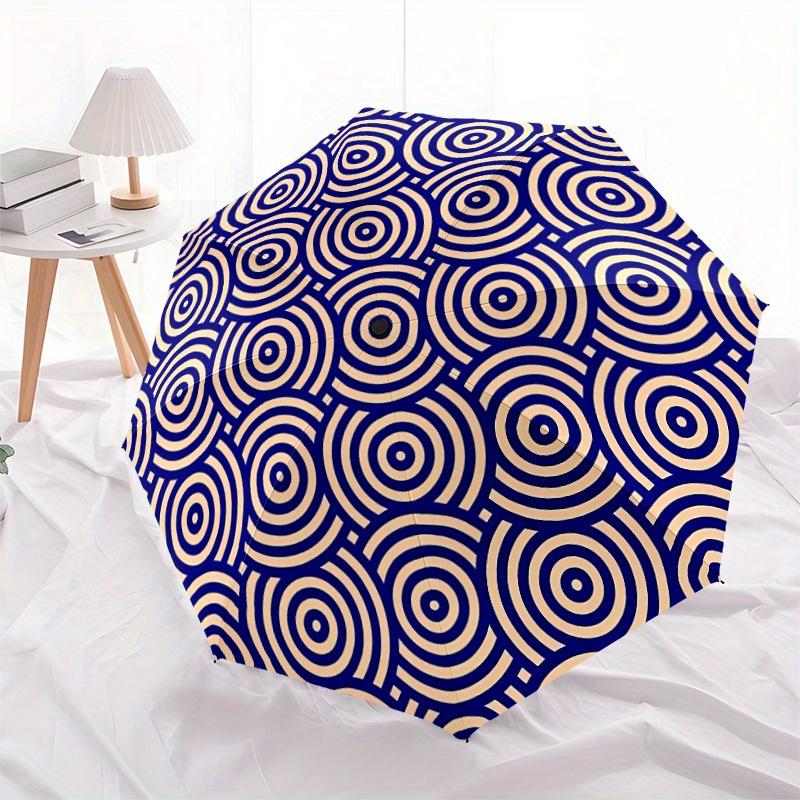 1pc Concentric Circles Automatic Open/Close Umbrella, Umbrella with cartoon Design, Portable Compact Umbrella for Men & Women, Good Holiday