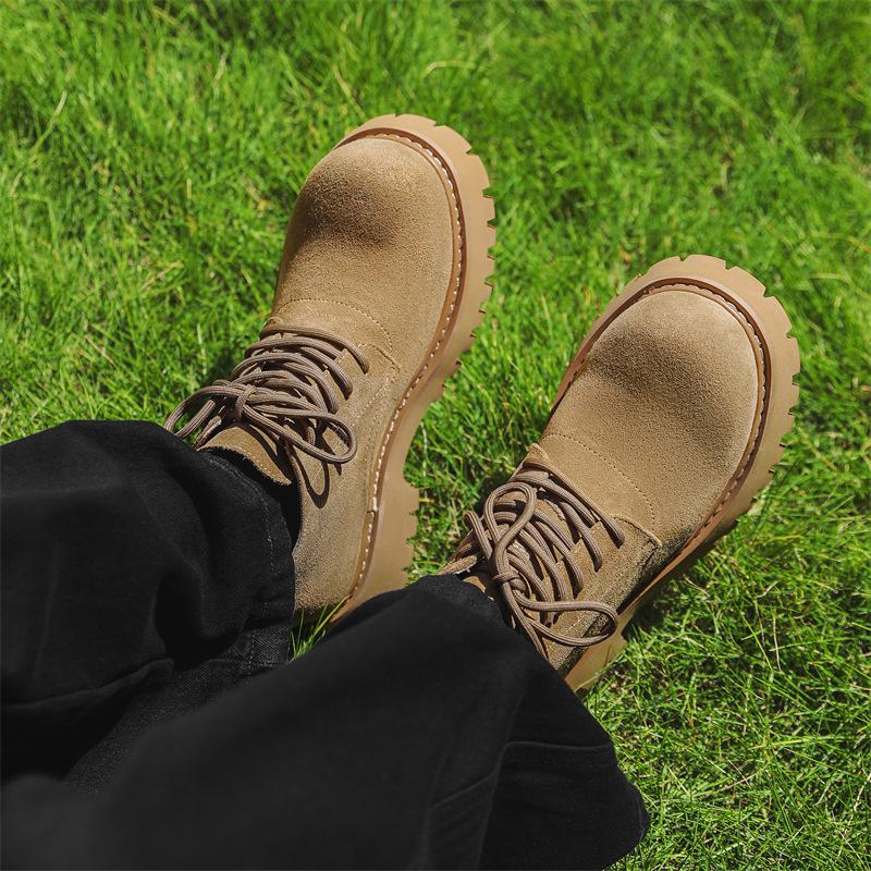 Martin boots men's 2024 new medium-top thick-soled heightening derby shoes British retro tooling rhubarb boots 4727-J