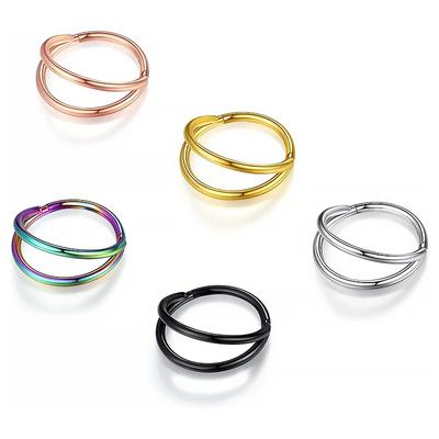 1ks prsteny do nosu z chirurgické oceli septum obruče se třemi vrstvami piercing do nosní dírky 16G náušnice se šroubovicí tragus chrupavky pro ženy, muže