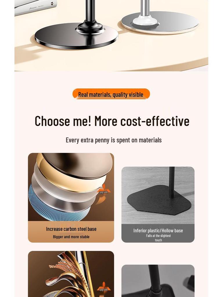 Retractable Portable Phone Holder Stand for Desk - Ideal for Watching, Photography, and Live Broadcasts.