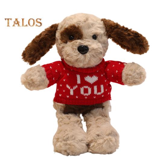 Adoptable Stuffed Dog Plush with Sweater Realistic Teddy Doll Toy with Removable Clothes 30cm Huggable Gifts for Kids
