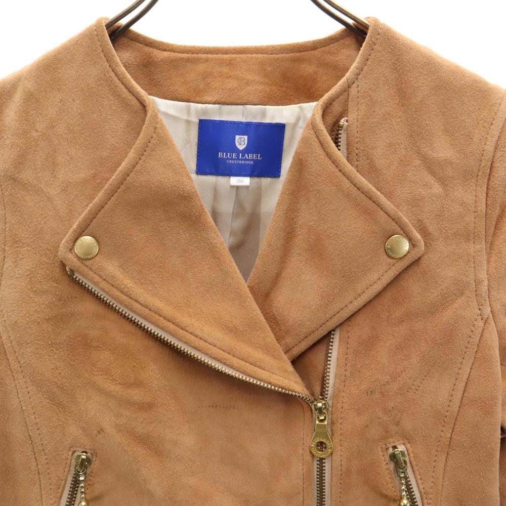 BLUE LABEL CRESTBRIDGE Suede Leather Riders Jacket 38 Beige Brown Women Used