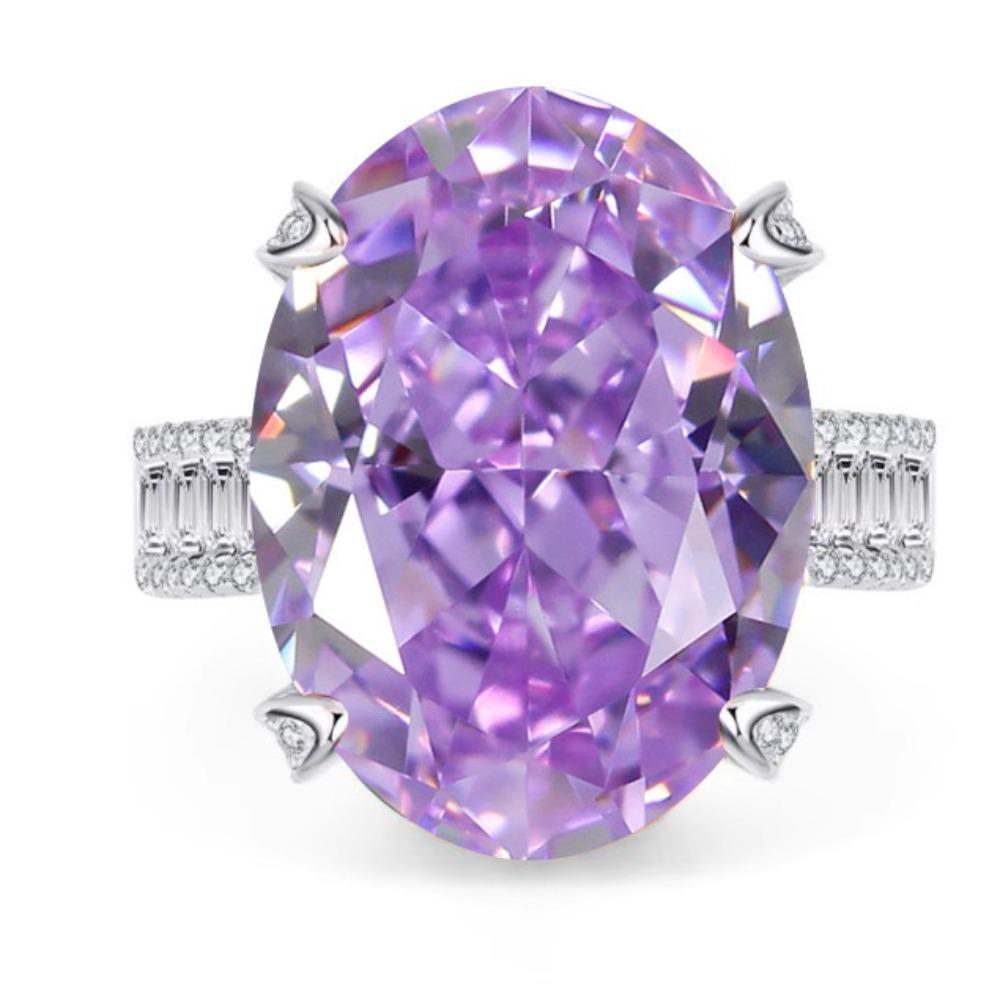 Luxuriöser Überdimensionierter Funkelnder Taubenei Ring Padparadscha und Lila Kunzit Eisgeschliffener Ring für Damen