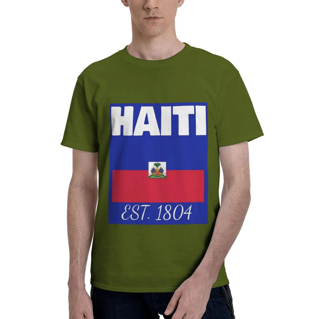 Haiti EST 1804 Independence Haitian Flag Merch 100 Cotton TShirt Mens Oversized T Shirts Men Crew Neck Short Sleeve S6XL
