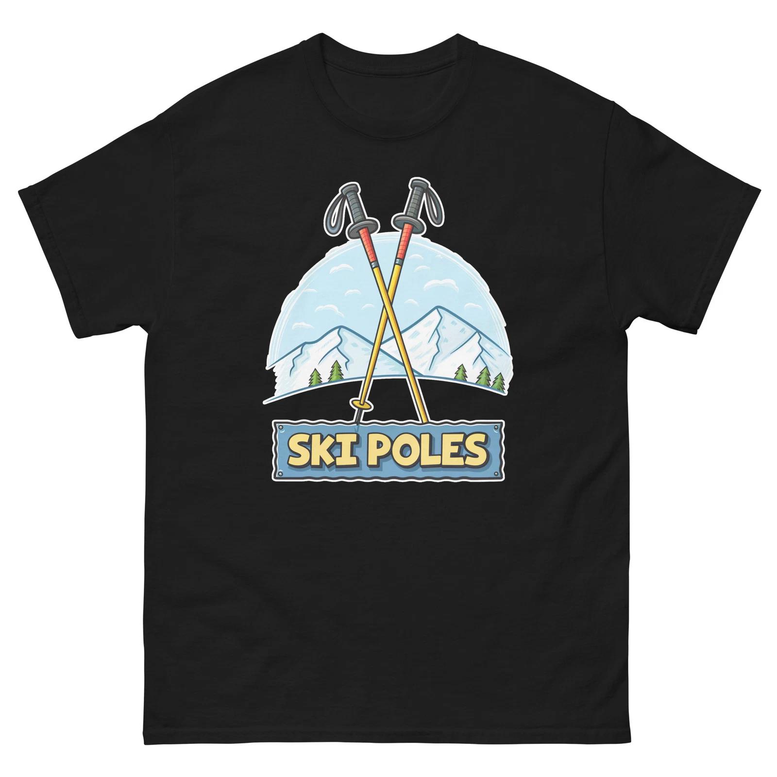Ski Poles Mountain Ski Resort Town T-Shirt S