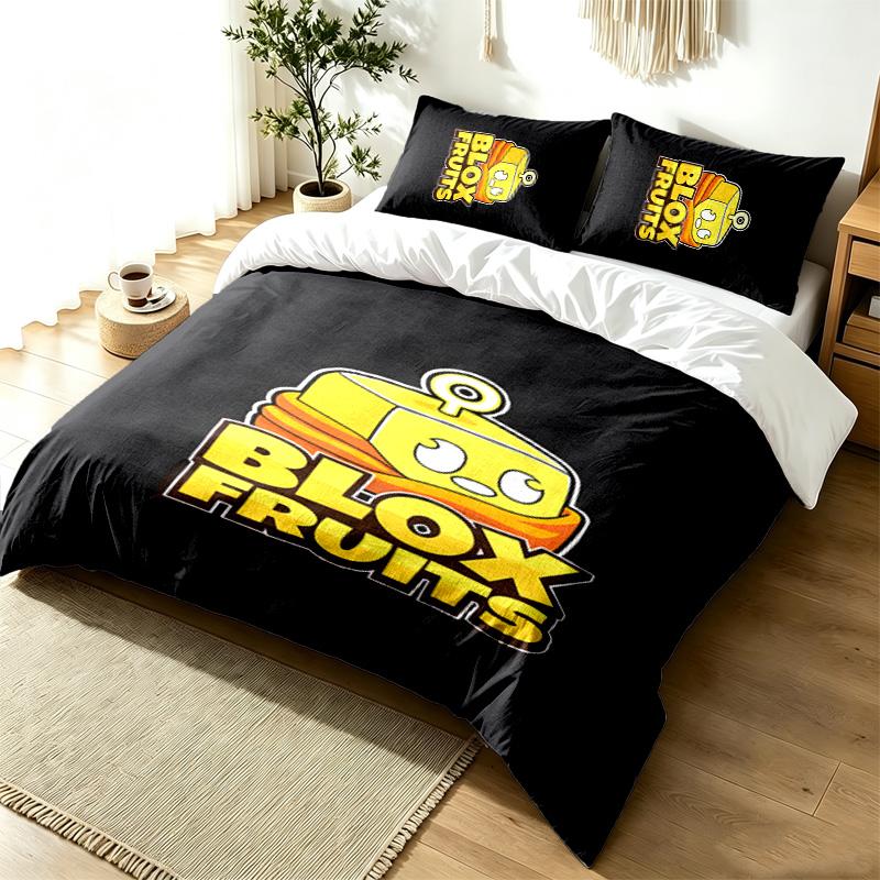 Blox Fruits 3pc Duvet Cover Set Simple Modern Bedding Set Wrinkle Resistant Soft Fabric All Season Use a perfect gift