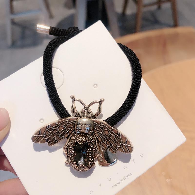 Korean-Style Retro Gemstone Bee Hair Tie - Trendy Hair Accessory