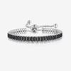 Unisex Black Zircon Diamond Tennis Bracelet: Hip Hop Style, Round & Rectangular Design