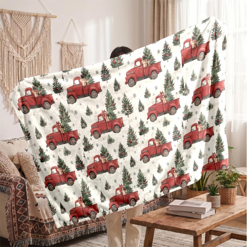 Christmas Flannel Throw Blanket Soft Warm Cozy For Sofa Bed Indoor Home Use Great Holiday Gift