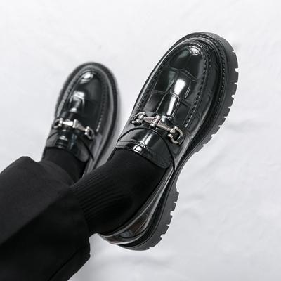 Fashion New Retro Platform Loafers Shoes Luxury Men Thick-soled Wedding Shoes Black Formal Business Shoes Slip-on Casual Leather Shoes