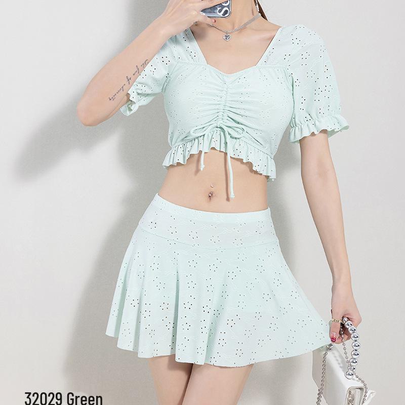 Women’s Sexy Slim Gathered Swimsuit with Split Skirt - 2025 Hot Spring Fashion