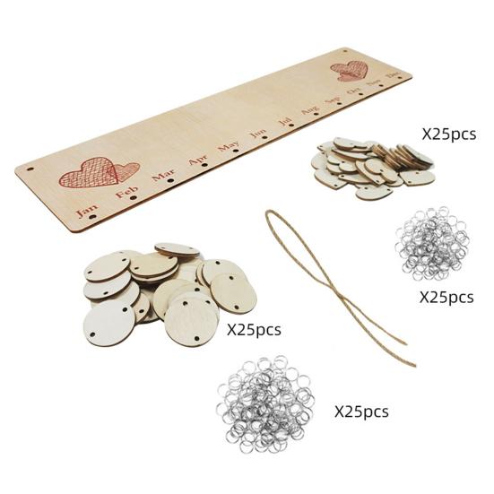Calendario da Parete Promemoria Compleanni Famiglia in Legno Fai da Te Tracciatore Compleanni Targhetta con 50 Etichette Regalo per la Mamma