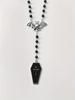 1pc Gothic Y2K Style Beaded Necklace with Bat & Red Cross Pendant - Black Beads, Copper Accents, Perfect for Parties, Graduations, and Travel, Gothic