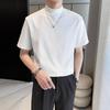 Men’s High-End Short-Sleeve T-Shirt: Lightweight, Half-High Collar, Solid Color, Ideal for Spring and Autumn.