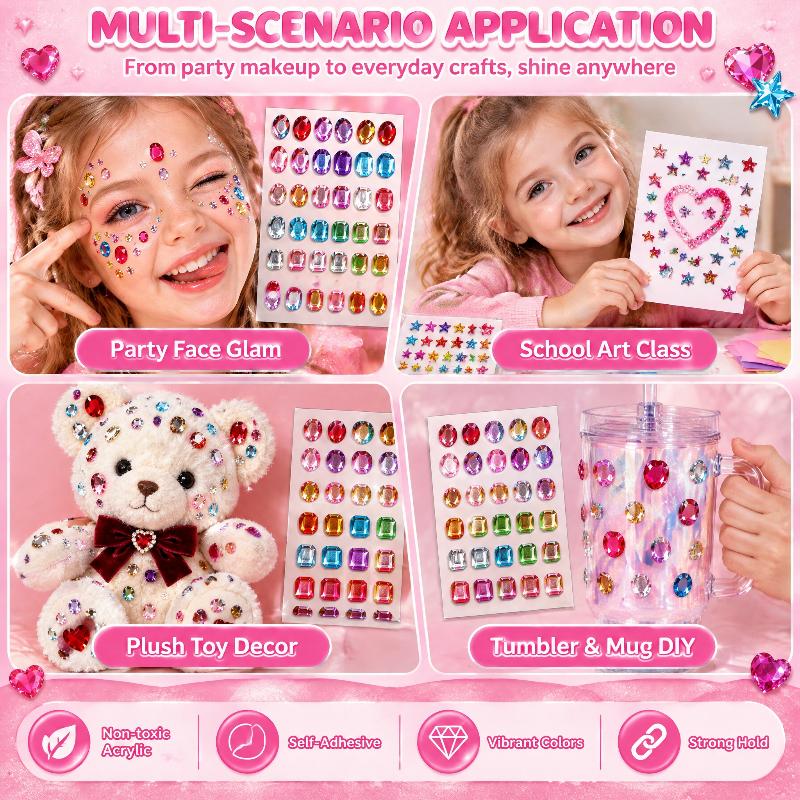 1Sheet Self Adhesive Rhinestone Jewelry Stickers On Face Gem Stickers Crystal Crafts Nail Body Makeup Card Making Craft Supplies