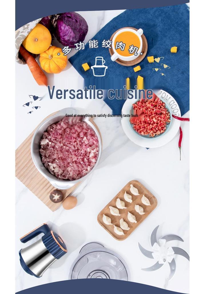 110V Stainless Steel Meat Grinder & Multifunctional 5L Food Processor: Mincer, Garlic Masher, Dough Kneader for Home Use