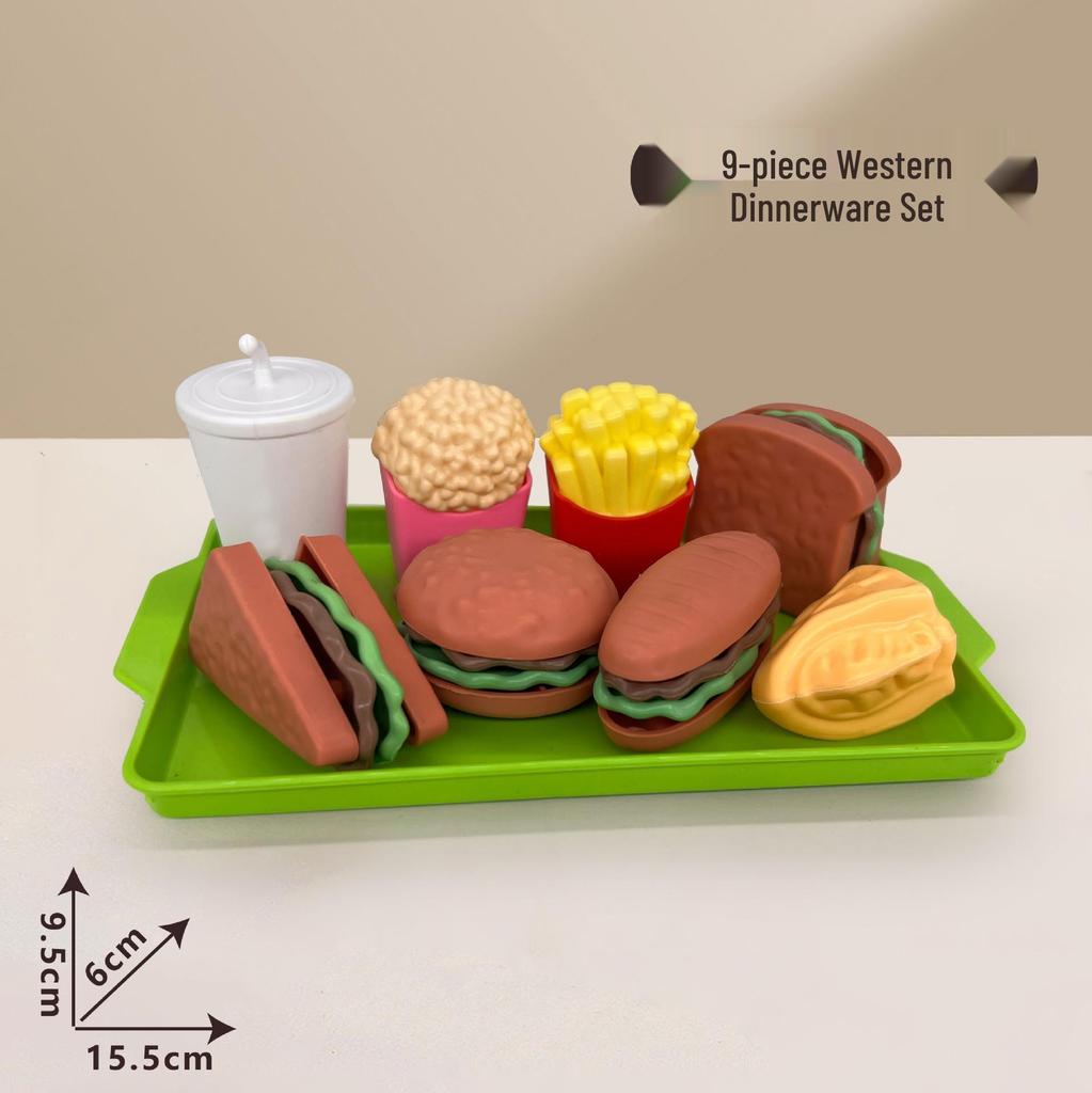 Children's Pretend Play Food Set with Cutting Fruits, Vegetables and Pizza