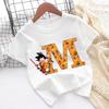 Dragon Ball Goku T-shirt for Children Cartoon Letter A-Z Tee Top Anime Round Collar Clothes Fashion Kids White Clothing Gift