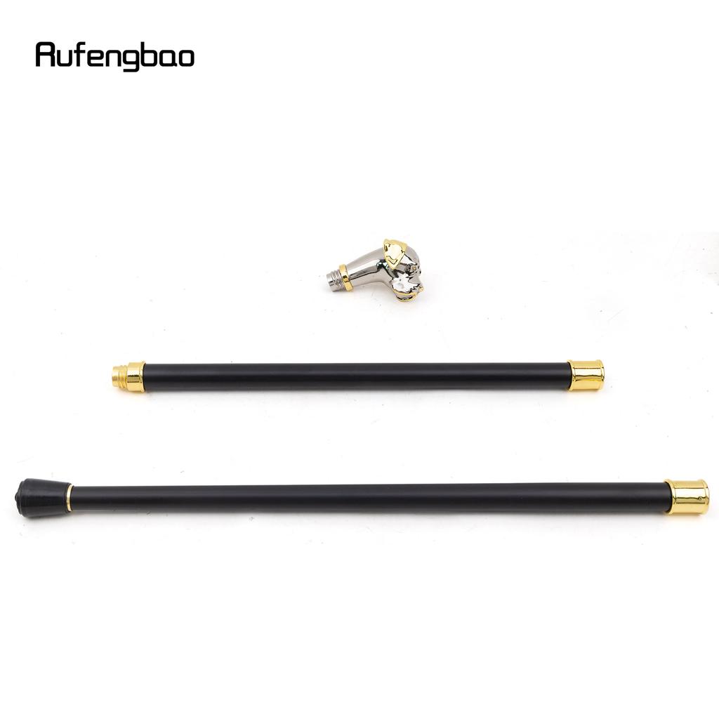 Golden Silver Dog Handle Luxury Pattern Pekingese Stick Party Fashion Walking Stick Decorative Cospaly Cane Knob Crosier 92cm