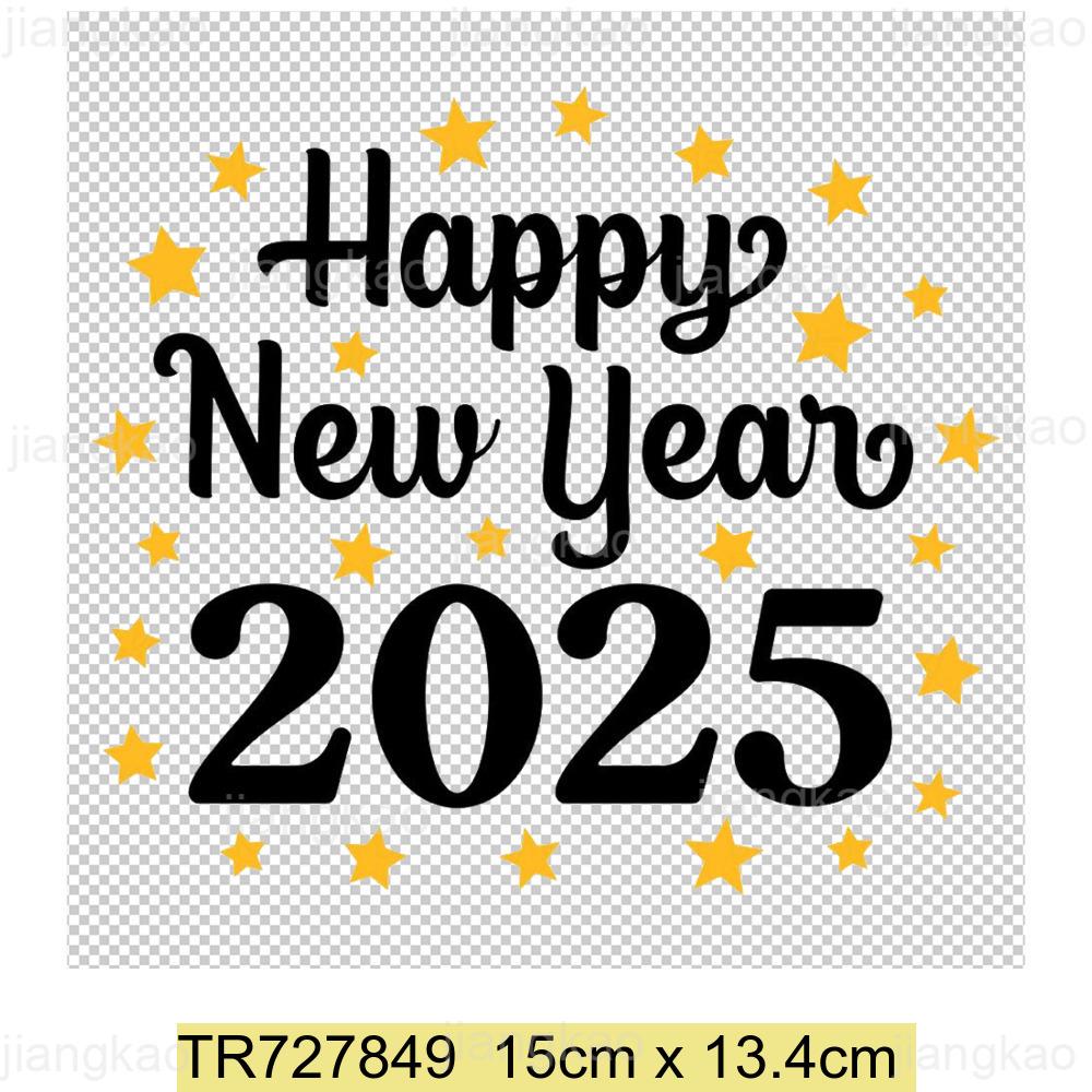 2025 New Year Patch for Clothing Iron-On Transfers for T-Shirt DIY Sticker Hello 2025 New Year Patch Heat Transfer Sticker