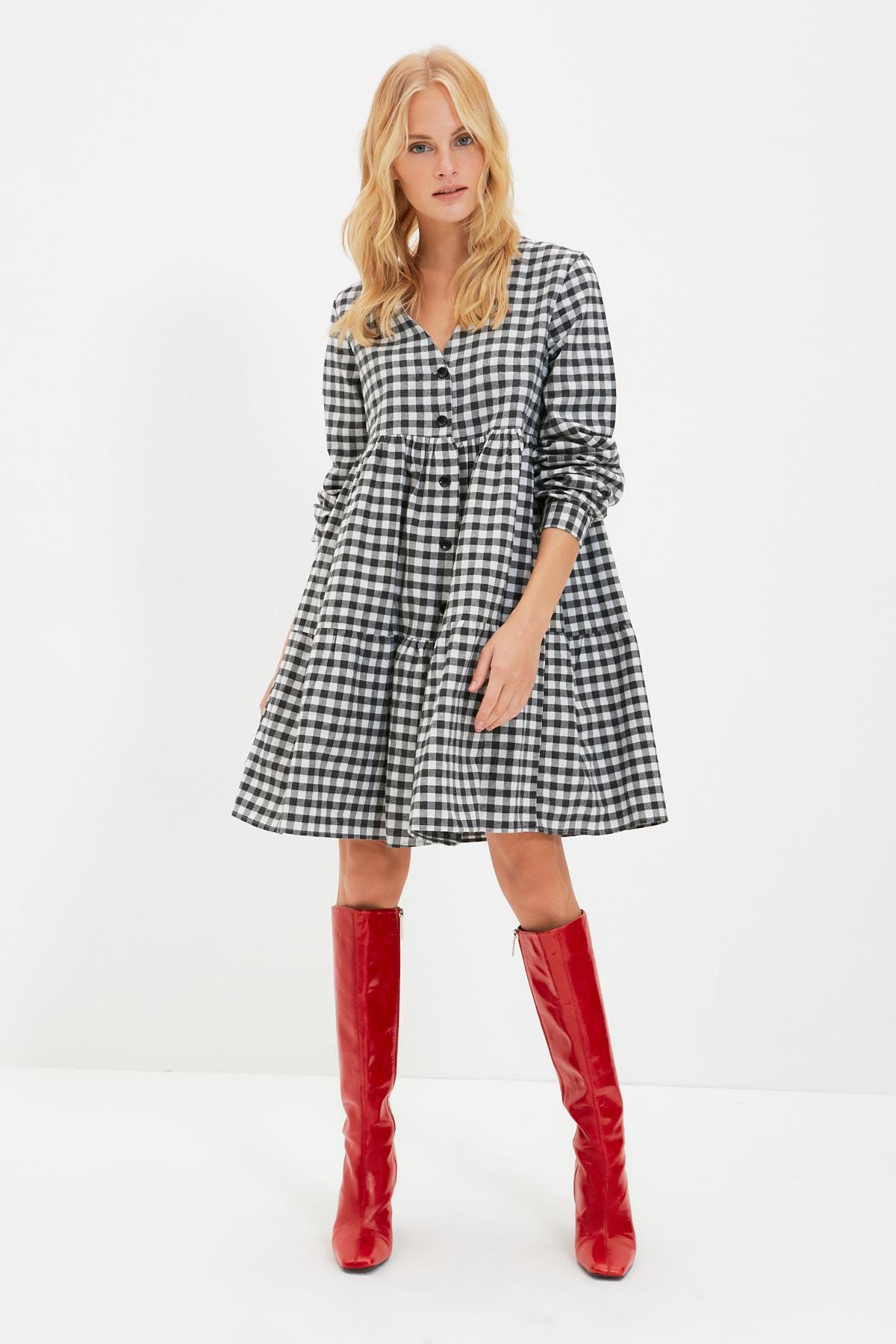 

Черное платье-рубашка в клетку TWOAW21EL0447..