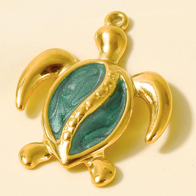 1/4pcs Blue/Green Enamel Stainless Steel Turtle Pendant For Jewelry Making Supplies Marine Animal Charm Handmade Sea Accessories