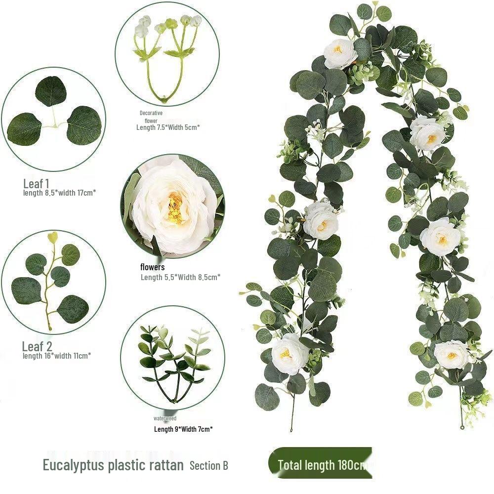 Artificial Rattan Rose & Eucalyptus Flower Vine