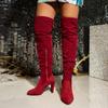 Women's New Autumn Winter Plus‑Size Over‑The‑Knee Boots Slim Stretch High‑Heel Tall Boots Block Heel Long Shaft Boots