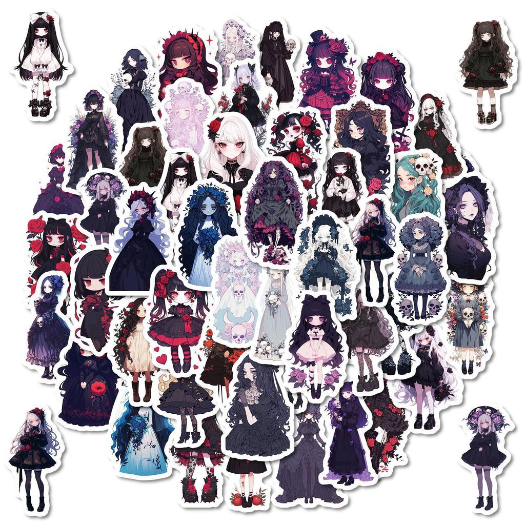 50 2D Dark Goth Lolita Lolita Cartoon Graffiti Stickers Rose Girl Gothic Style Stickers