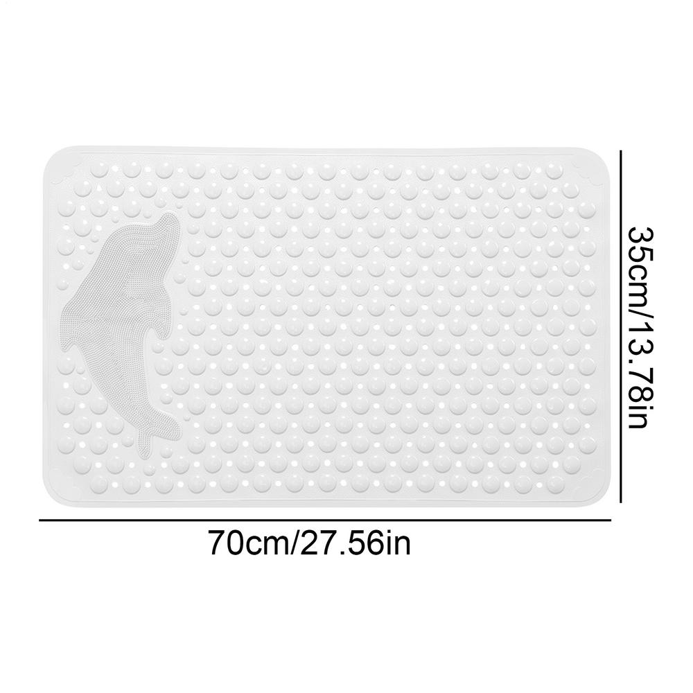Bathtub Anti-Slip Mat Bathroom Bath Mat With Dolphin Pattern Machine Washable Thickened Massage Brush Pad With Suction Cups