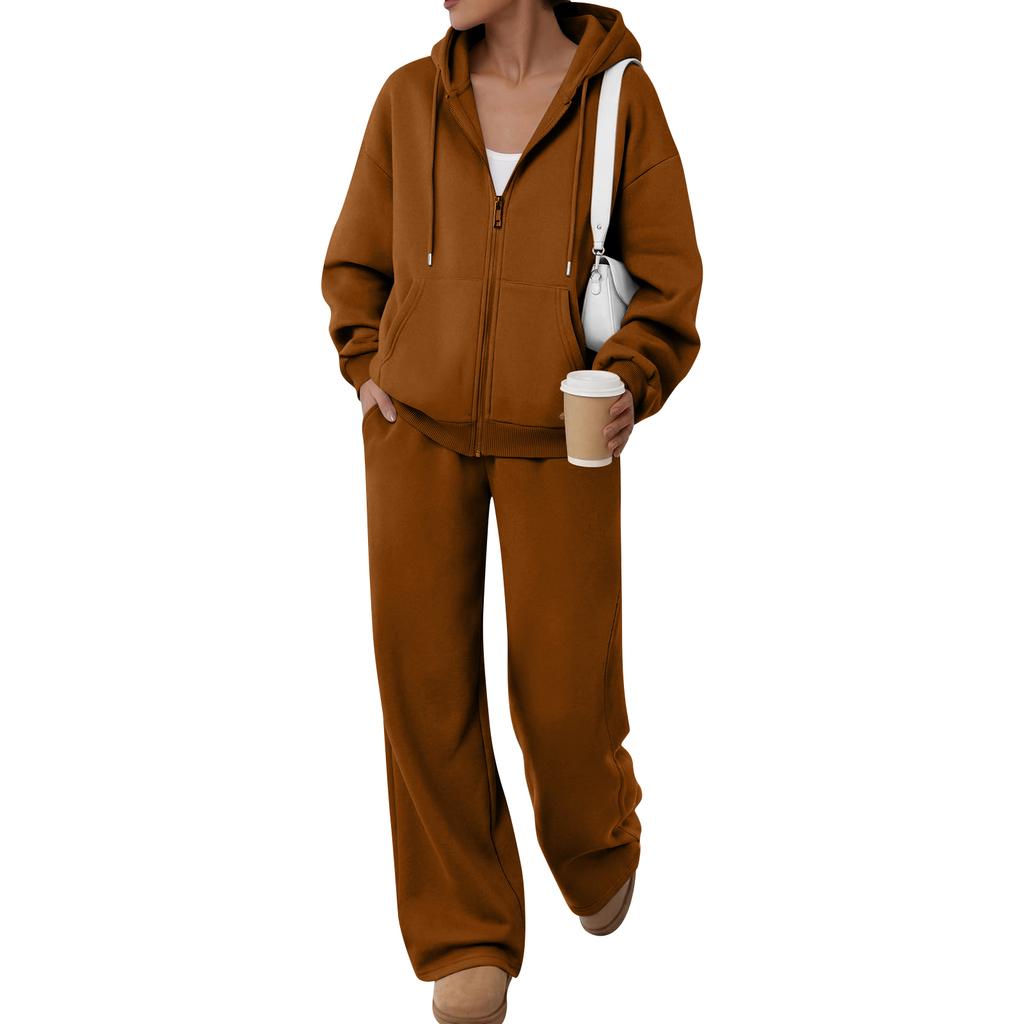 Women's Two Piece Sweatshirt Set with Wide Leg Pants Casual Track Suit for and Wear