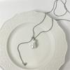 Tooxika Simple Luxury Baroque Faux Pearl Pendant Necklace Drawstring Snakebone Chain Long Sweater Chain