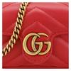 Gucci GG Marmont Marmont Distressed Gold Logo Chain Quilted Leather Handbag Coin Purse Super Mini Women's Red